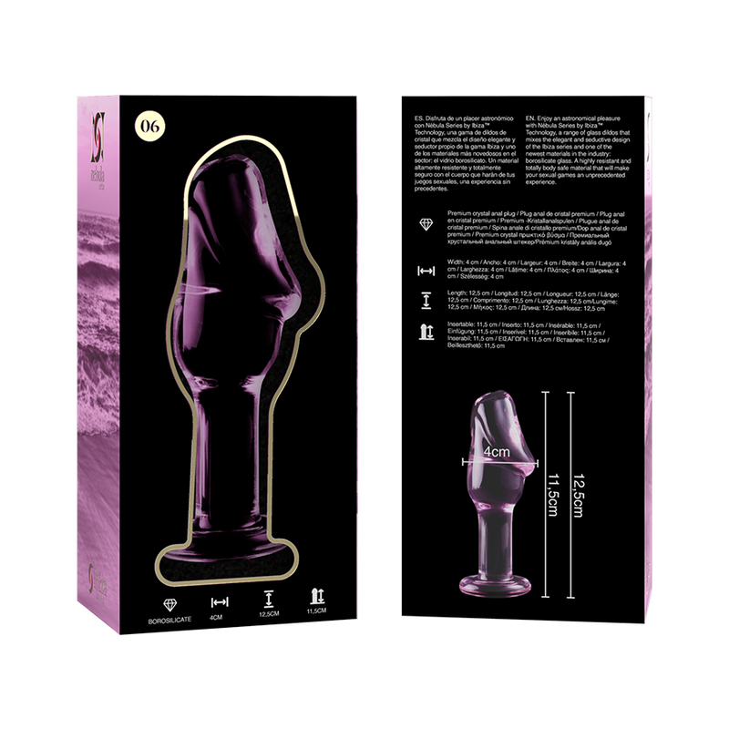 NEBULA SERIES BY IBIZA - MODEL 6 ANAL PLUG BOROSILICATE GLASS PINK 12.5 CM -O- 4 CM - NOCTURNA DESIRES