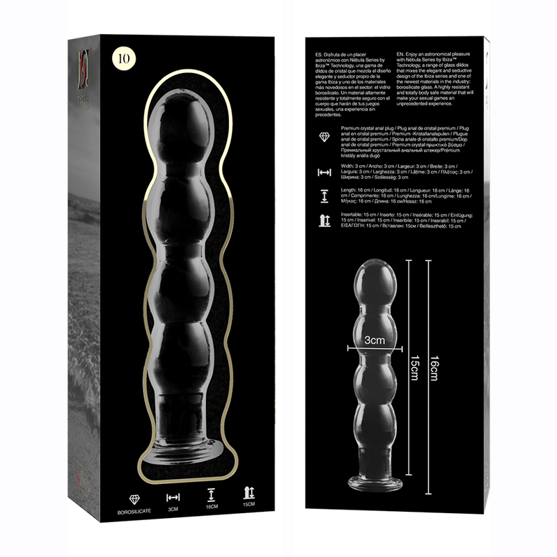 NEBULA SERIES BY IBIZA - MODEL 10 DILDO BOROSILICATE GLASS CLEAR 16.5 CM -O- 3.5 CM - NOCTURNA DESIRES