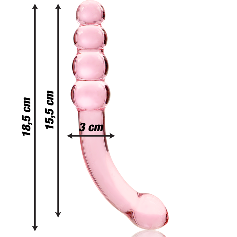 NEBULA SERIES BY IBIZA - MODEL 14 DILDO BOROSILICATE GLASS PINK 18.5 CM -O- 3 CM - NOCTURNA DESIRES