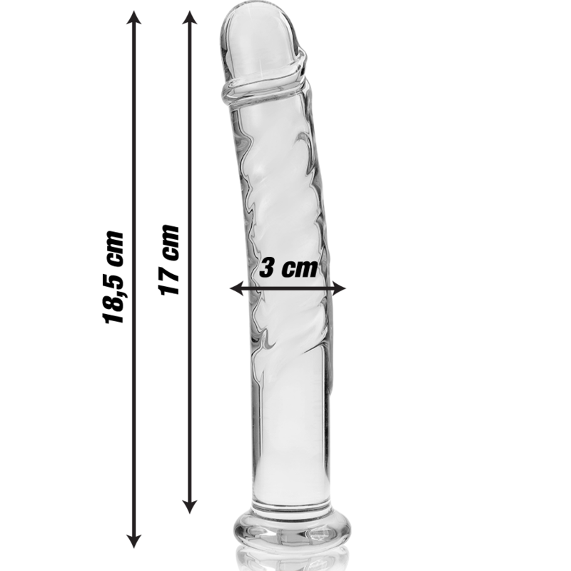 NEBULA SERIES BY IBIZA - MODEL 16 DILDO BOROSILICATE GLASS CLEAR 18.5 CM -O- 3 CM - NOCTURNA DESIRES