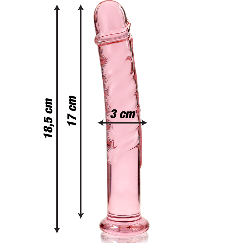NEBULA SERIES BY IBIZA - MODEL 16 DILDO BOROSILICATE GLASS PINK 18.5 CM -O- 3 CM - NOCTURNA DESIRES
