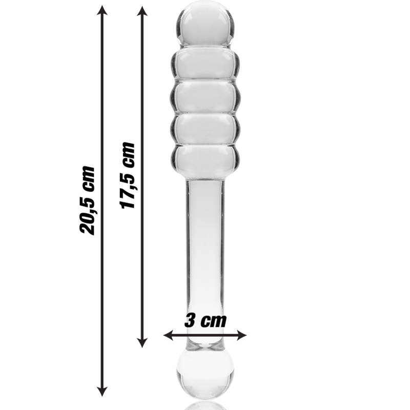 NEBULA SERIES BY IBIZA - MODEL 20 DILDO BOROSILICATE GLASS CLEAR 20.5 CM -O- 3 CM - NOCTURNA DESIRES