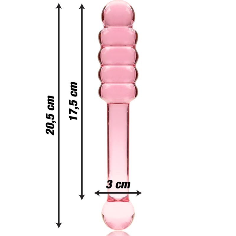 NEBULA SERIES BY IBIZA - MODEL 20 DILDO BOROSILICATE GLASS PINK 20.5 CM -O- 3 CM - NOCTURNA DESIRES
