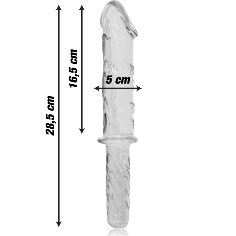 NEBULA SERIES BY IBIZA - MODEL 24 DILDO BOROSILICATE GLASS CLEAR 28.5 CM -O- 5 CM - NOCTURNA DESIRES