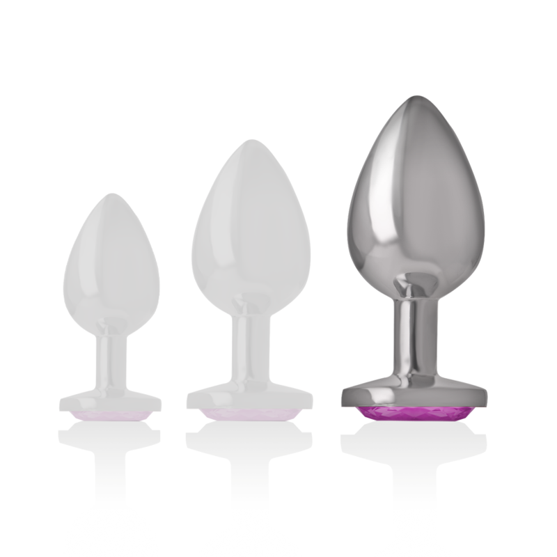 INTENSE - ALUMINUM METAL ANAL PLUG WITH PINK CRYSTAL SIZE L - NOCTURNA DESIRES