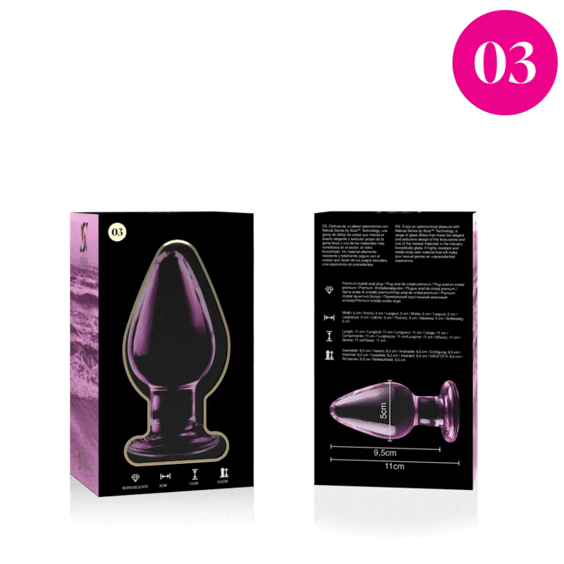 NEBULA SERIES BY IBIZA - MODEL 3 ANAL PLUG BOROSILICATE GLASS PINK 11 CM -O- 5 CM - NOCTURNA DESIRES