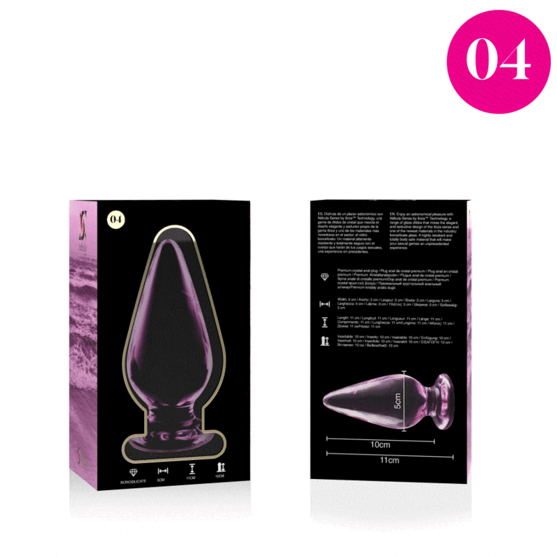 NEBULA SERIES BY IBIZA - MODEL 4 ANAL PLUG BOROSILICATE GLASS PINK 11 CM -O- 5 CM - NOCTURNA DESIRES