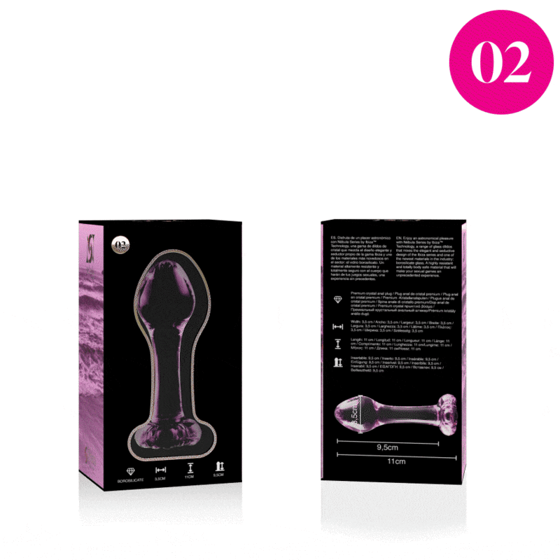 NEBULA SERIES BY IBIZA - MODEL 2 ANAL PLUG BOROSILICATE GLASS PINK 11 CM -O- 3.5 CM - NOCTURNA DESIRES