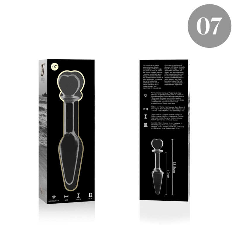 NEBULA SERIES BY IBIZA - MODEL 7 ANAL PLUG BOROSILICATE GLASS CLEAR 13.5 CM -O- 3 CM - NOCTURNA DESIRES