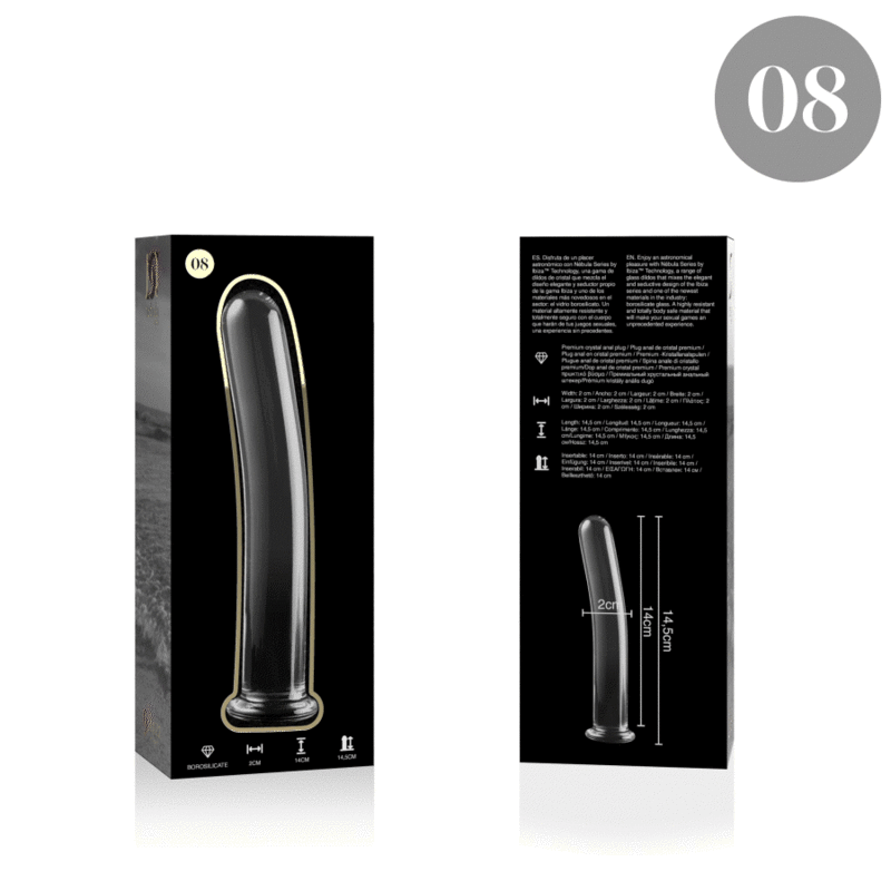 NEBULA SERIES BY IBIZA - MODEL 8 DILDO BOROSILICATE GLASS CLEAR 14.5 CM -O- 2 CM - NOCTURNA DESIRES