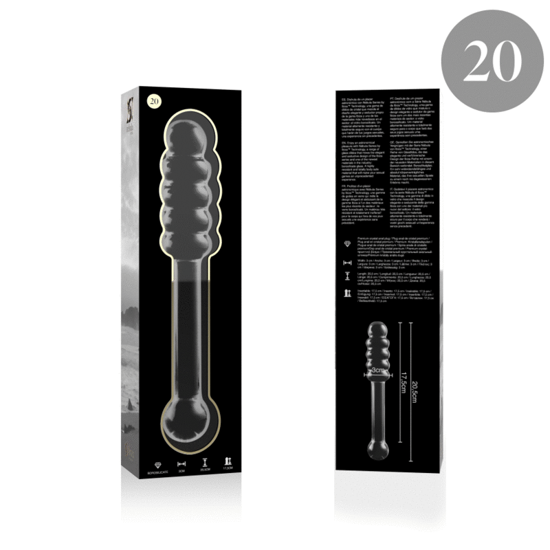 NEBULA SERIES BY IBIZA - MODEL 20 DILDO BOROSILICATE GLASS CLEAR 20.5 CM -O- 3 CM - NOCTURNA DESIRES