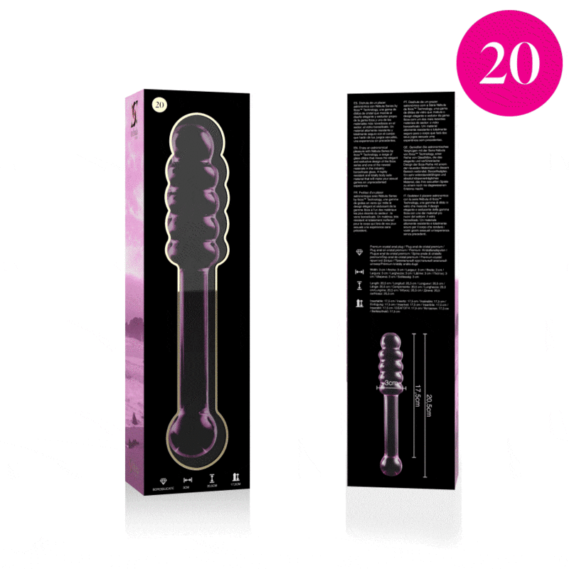 NEBULA SERIES BY IBIZA - MODEL 20 DILDO BOROSILICATE GLASS PINK 20.5 CM -O- 3 CM - NOCTURNA DESIRES