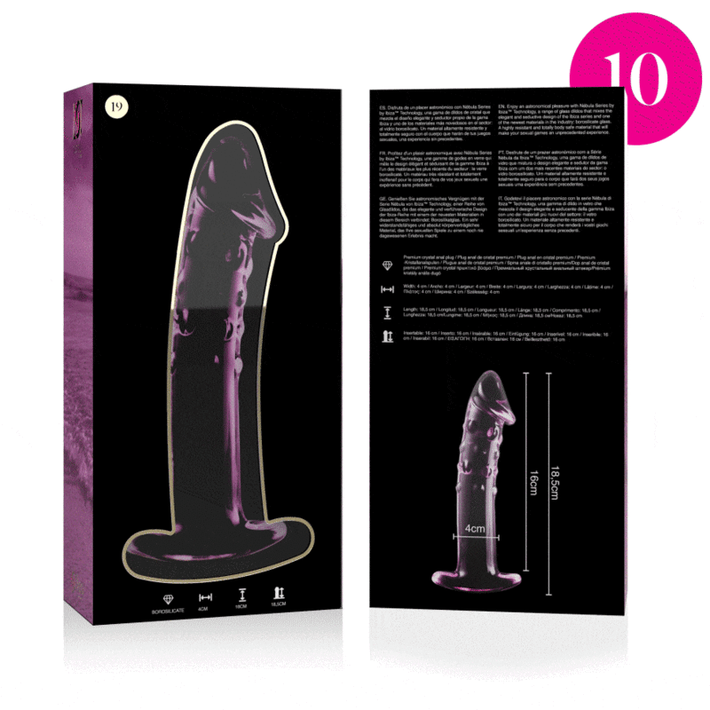 NEBULA SERIES BY IBIZA - MODEL 19 DILDO BOROSILICATE GLASS PINK 18.5 CM -O- 4 CM - NOCTURNA DESIRES