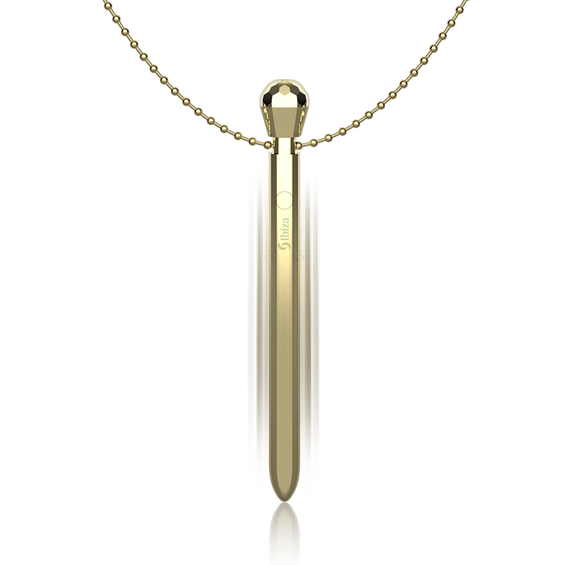 IBIZA - CLIT POCKET STIMULATOR NECKLACE USB CHARGER 12 VIBRATION MODES GOLDEN 12,2 X 1,5 - NOCTURNA DESIRES