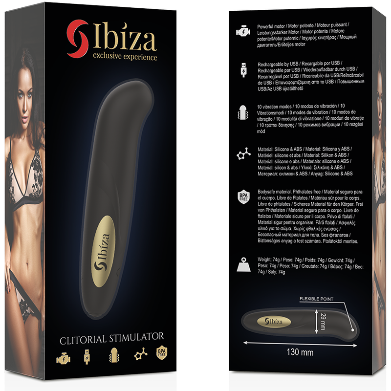 IBIZA - CLIT STIMULATOR USB CHARGER 10 VIBRATION MODES GOLDEN 13 X 2,9 - NOCTURNA DESIRES