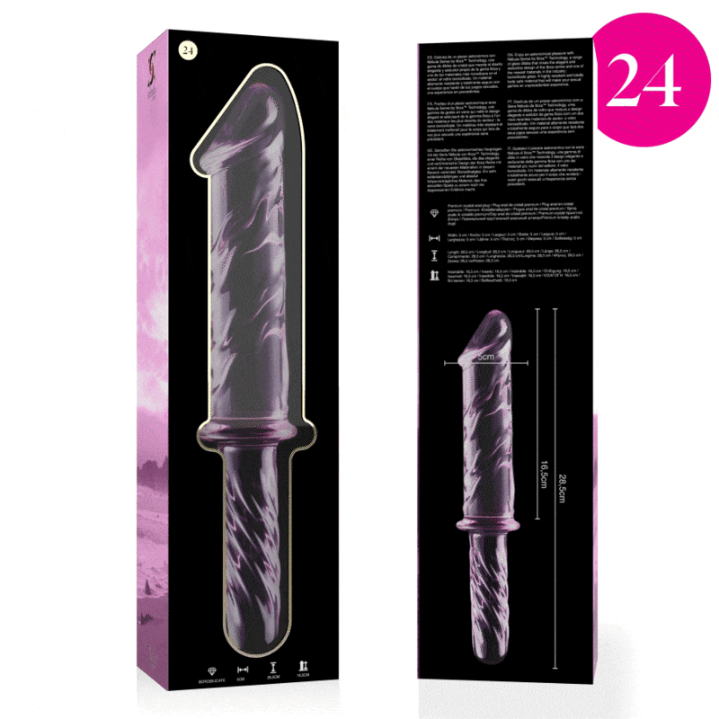 NEBULA SERIES BY IBIZA - MODEL 24 DILDO BOROSILICATE GLASS PINK 28.5 CM -O- 5 CM - NOCTURNA DESIRES