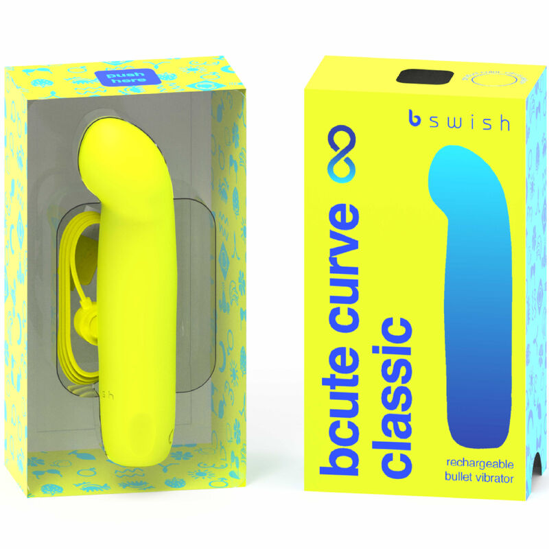 B SWISH - BCUTE CURVE INFINITE CLASSIC RECHARGEABLE SILICONE VIBRATOR YELLOW - NOCTURNA DESIRES
