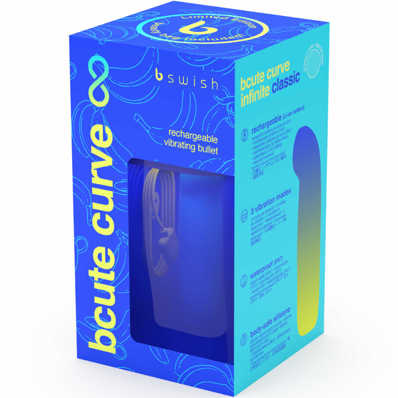 B SWISH - BCUTE CURVE INFINITE CLASSIC LIMITED EDITION BLUE SILICONE RECHARGEABLE VIBRATOR - NOCTURNA DESIRES
