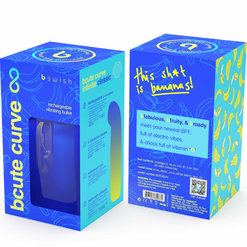 B SWISH - BCUTE CURVE INFINITE CLASSIC LIMITED EDITION BLUE SILICONE RECHARGEABLE VIBRATOR - NOCTURNA DESIRES
