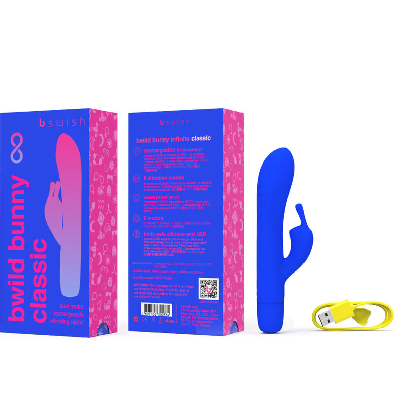 B SWISH - BWILD BUNNY INFINITE CLASSIC RECHARGEABLE VIBRATOR BLUE SILICONE - NOCTURNA DESIRES