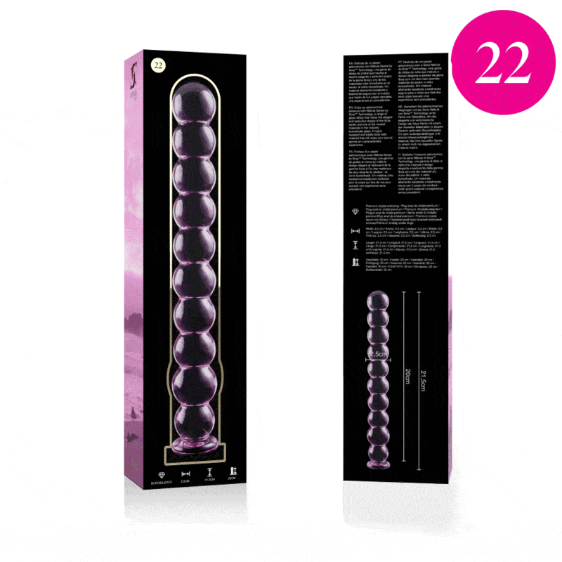 NEBULA SERIES BY IBIZA - MODEL 22 DILDO BOROSILICATE GLASS PINK 21.5 CM -O- 2.5 CM - NOCTURNA DESIRES