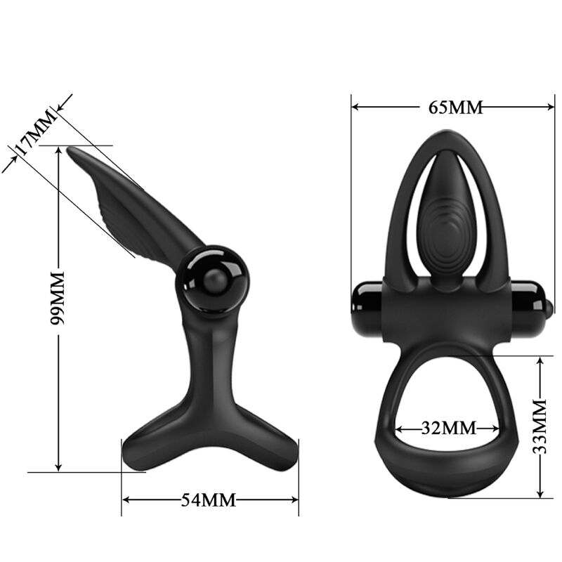 PRETTY LOVE - VIBRATING RING 10 VIBRATIONS BLACK SILICONE - NOCTURNA DESIRES