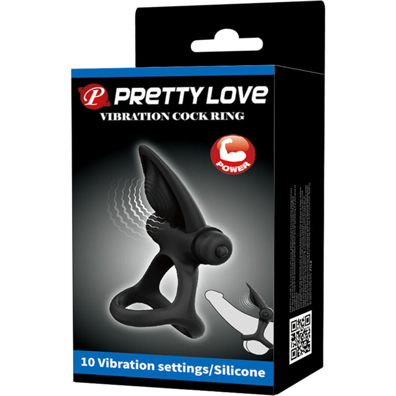 PRETTY LOVE - VIBRATING RING 10 VIBRATIONS BLACK SILICONE - NOCTURNA DESIRES