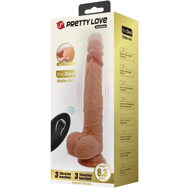 PRETTY LOVE - JONATHAN SILICONE DILDO 3 VIBRATIONS + 3 INSERTION MEASUREMENTS REMOTE CONTROL 21 CM - NOCTURNA DESIRES