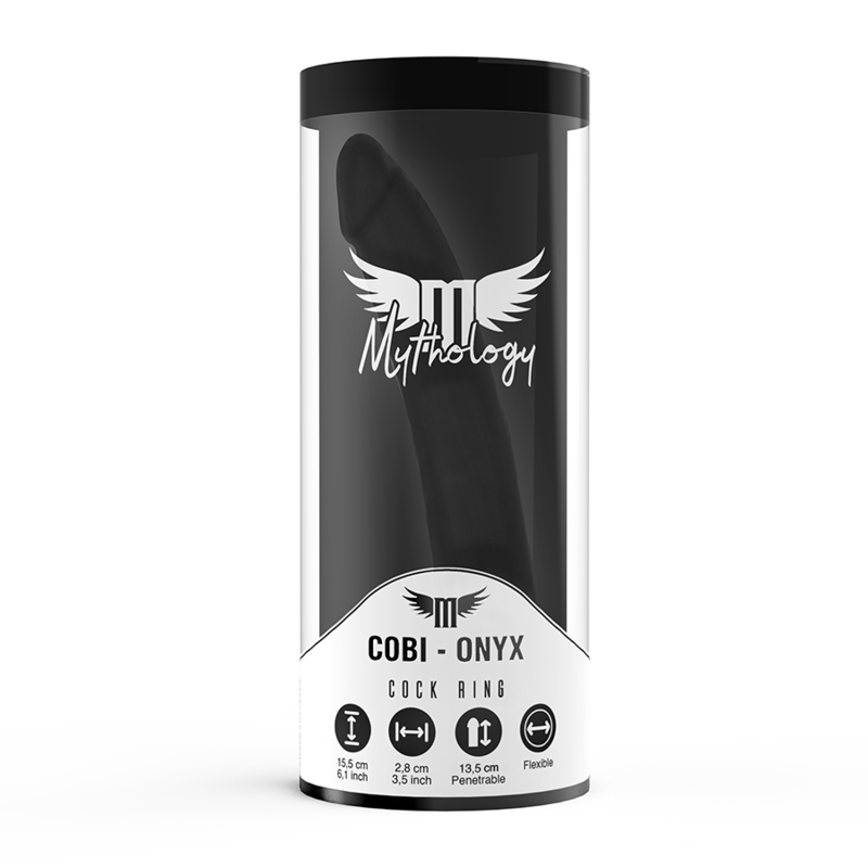 MYTHOLOGY - COBI ONYX ANAL DILDO WITH COCK AND TESTICLE RING 13 SILICONE CM - NOCTURNA DESIRES