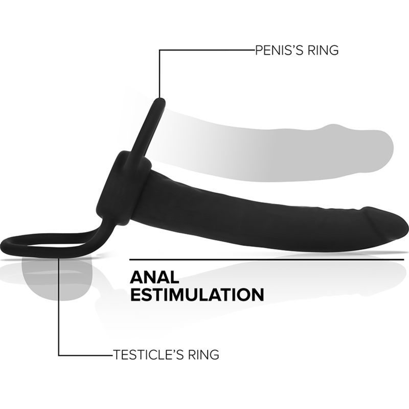 MYTHOLOGY - COBI ONYX ANAL DILDO WITH COCK AND TESTICLE RING 13 SILICONE CM - NOCTURNA DESIRES