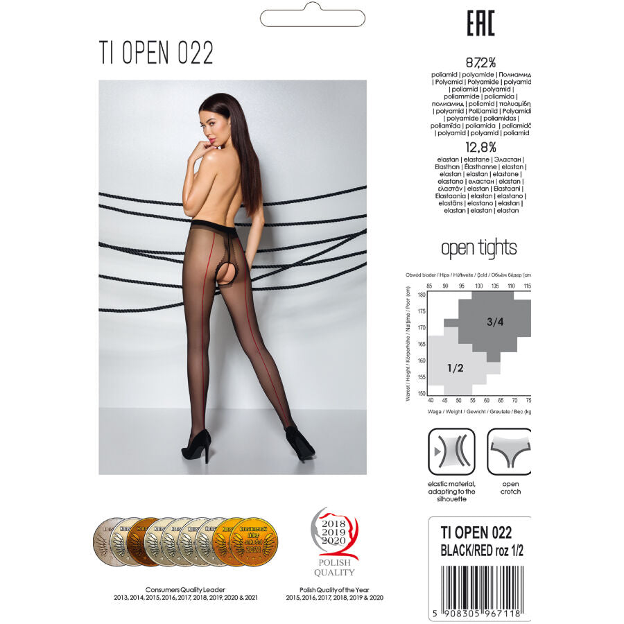 PASSION - TIOPEN 022 BLACK/RED TIGHTS 1/2 20 DEN - NOCTURNA DESIRES