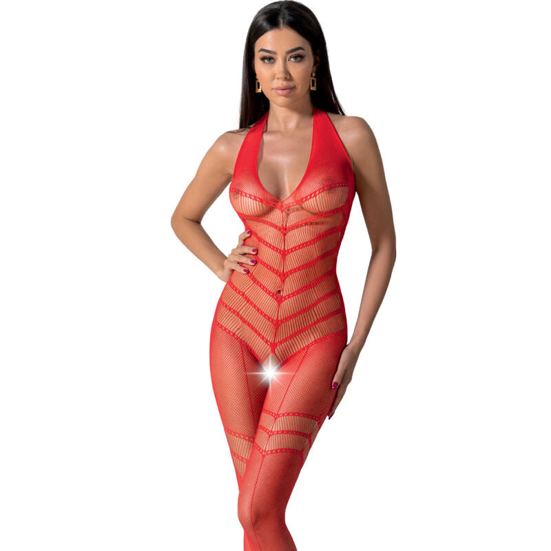 PASSION - BS100 BODYSTOCKING RED ONE SIZE - NOCTURNA DESIRES