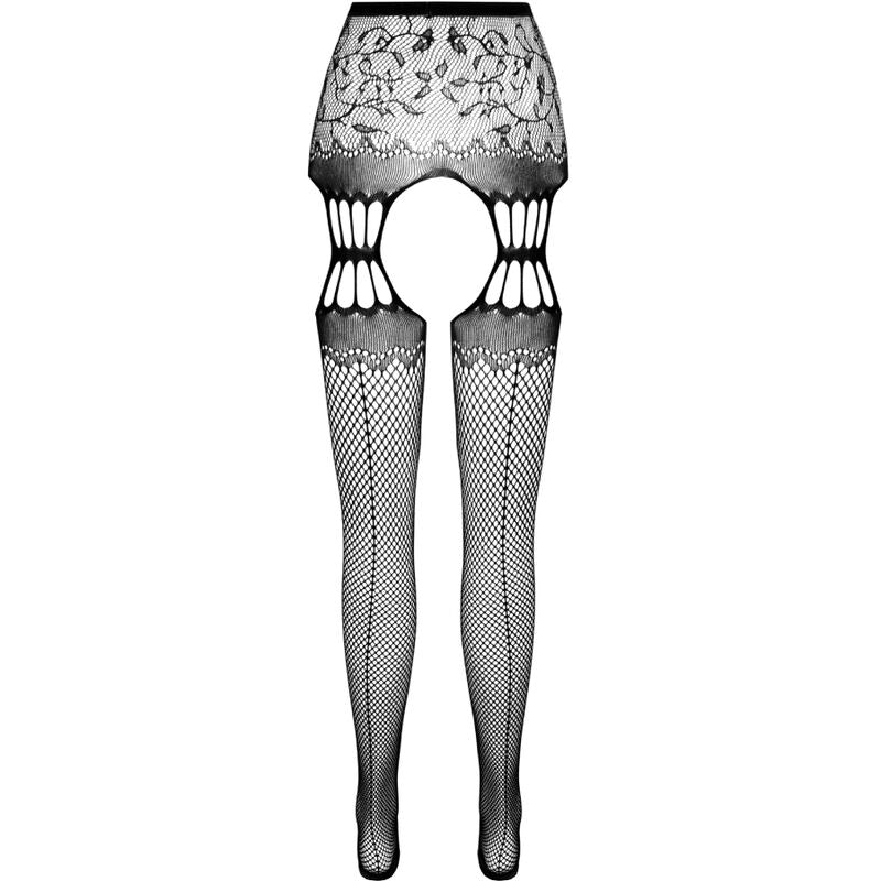 PASSION - S027 BLACK TIGHTS WITH GARTER ONE SIZE - NOCTURNA DESIRES