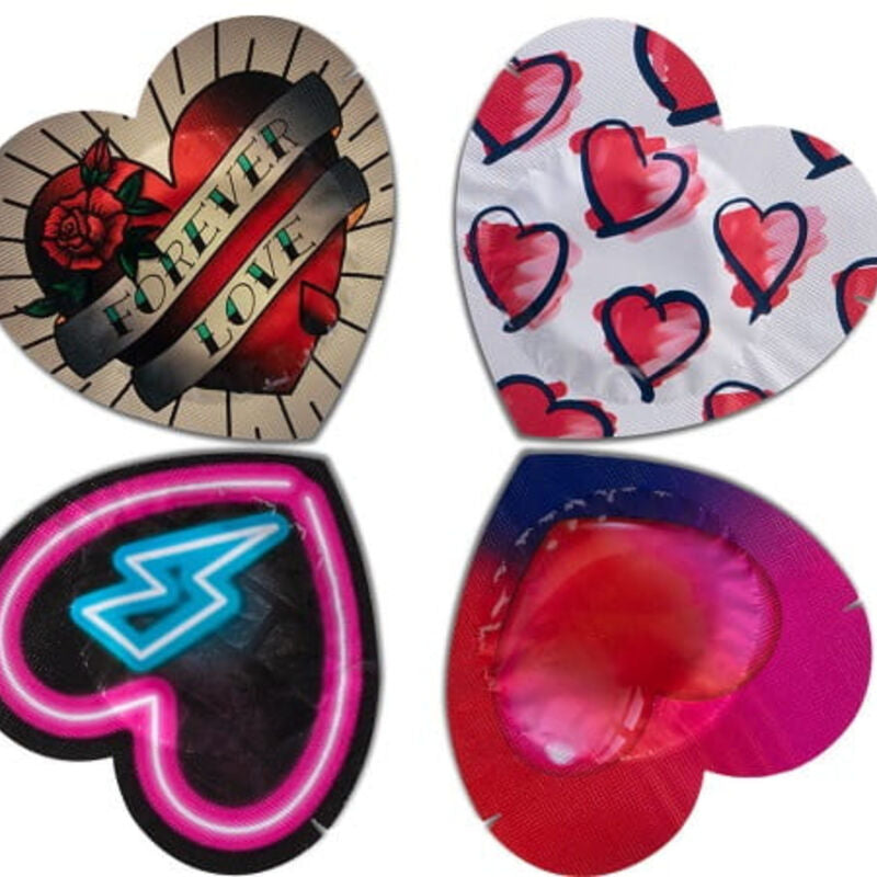 PASANTE - CONDOMS RED HEART SHAPE BAG 144 UNITS - NOCTURNA DESIRES