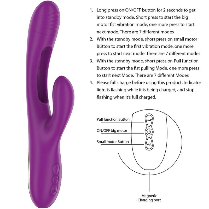 INTENSE - APOLO RECHARGEABLE MULTIFUNCTION VIBRATOR 7 VIBRATIONS WITH SWINGING MOTION PURPLE - NOCTURNA DESIRES