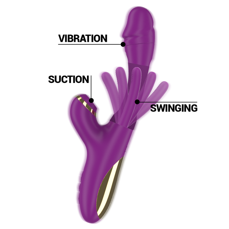 INTENSE - ATENEO RECHARGEABLE MULTIFUNCTION VIBRATOR 7 VIBRATIONS WITH OSCILLATING TONGUE AND PURPLE SUCTION - NOCTURNA DESIRES