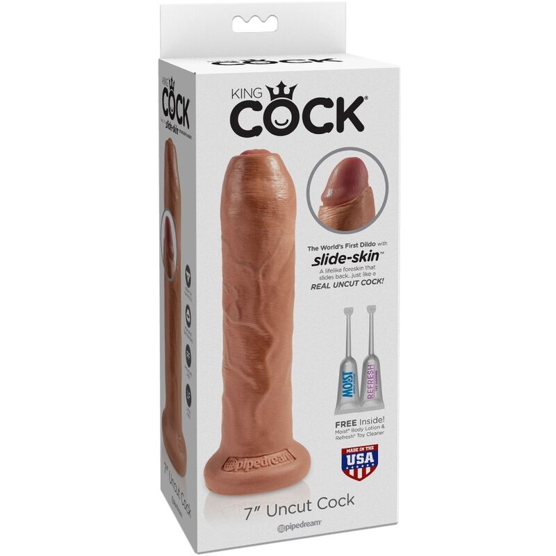 KING COCK - UNCUT REALISTIC PENIS 17.8 CM CARAMEL - NOCTURNA DESIRES