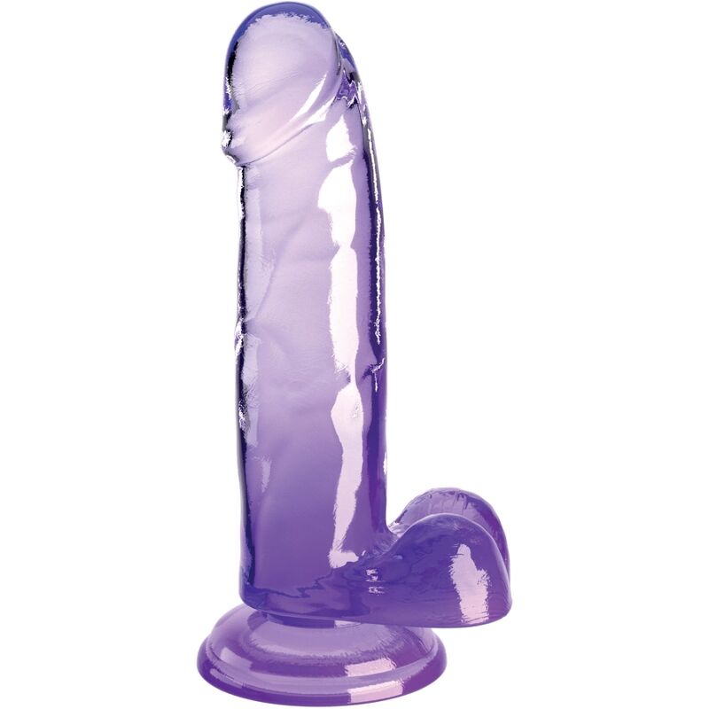 KING COCK - CLEAR REALISTIC PENIS WITH BALLS 15.2 CM PURPLE - NOCTURNA DESIRES