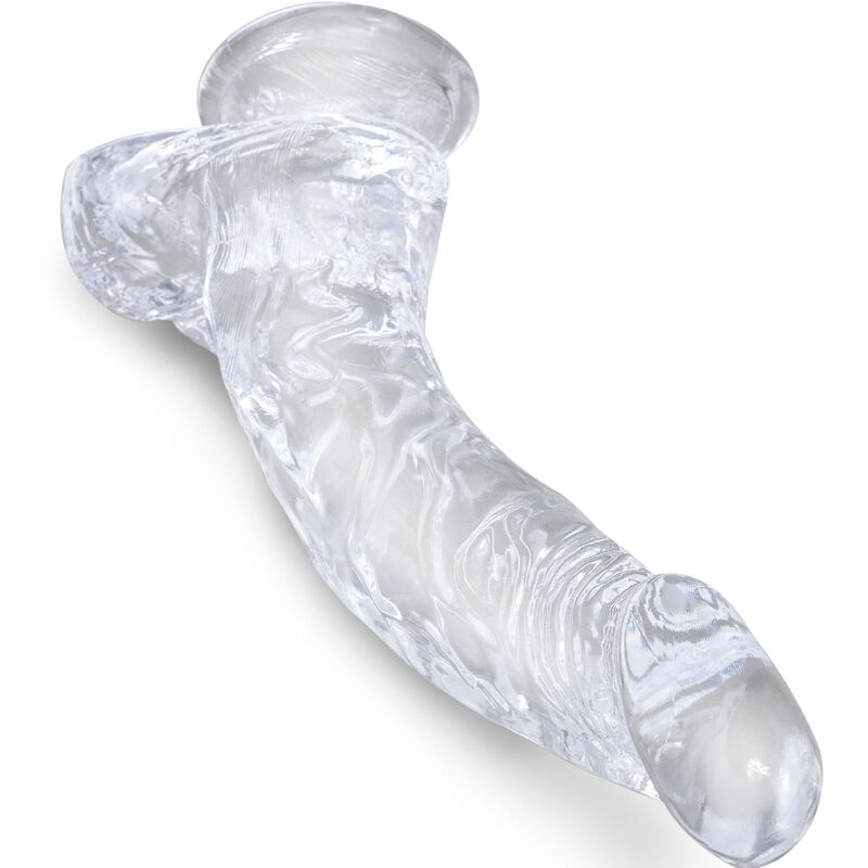 KING COCK - CLEAR REALISTIC CURVED PENIS WITH BALLS 16.5 CM TRANSPARENT - NOCTURNA DESIRES