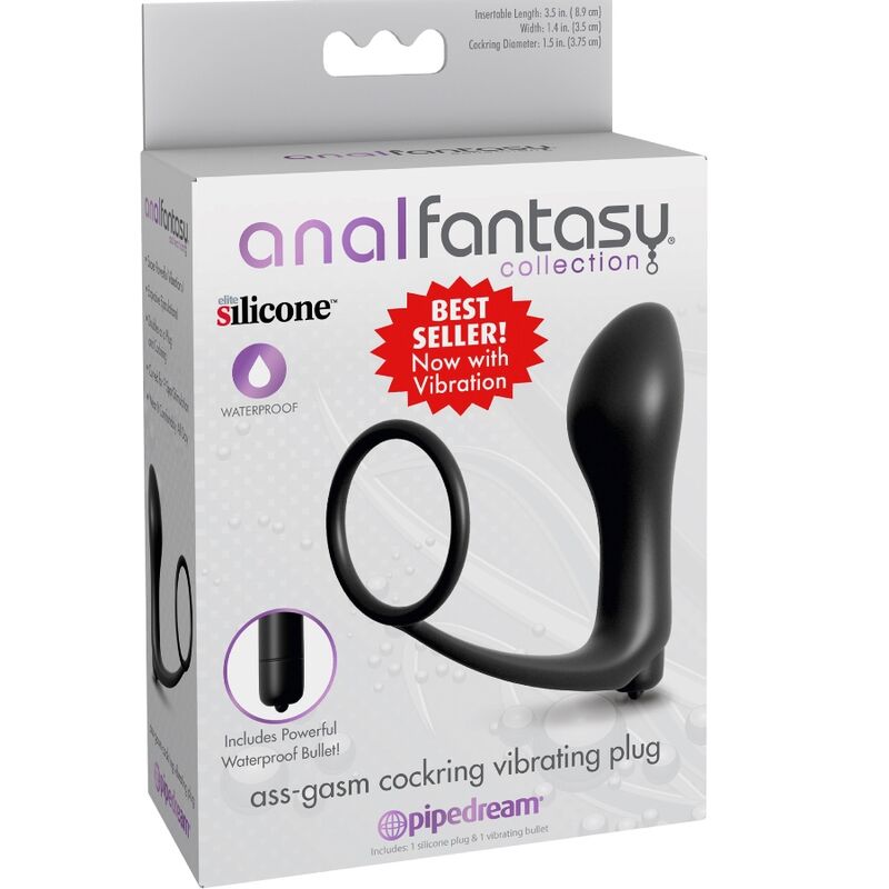 ANAL FANTASY ELITE COLLECTION - ASS-GASM COCKRING VIBRATOR PLUG - NOCTURNA DESIRES
