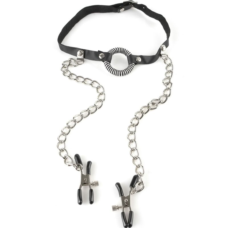 FETISH FANTASY SERIES - GAG WITH NIPPLE CLAMPS - NOCTURNA DESIRES