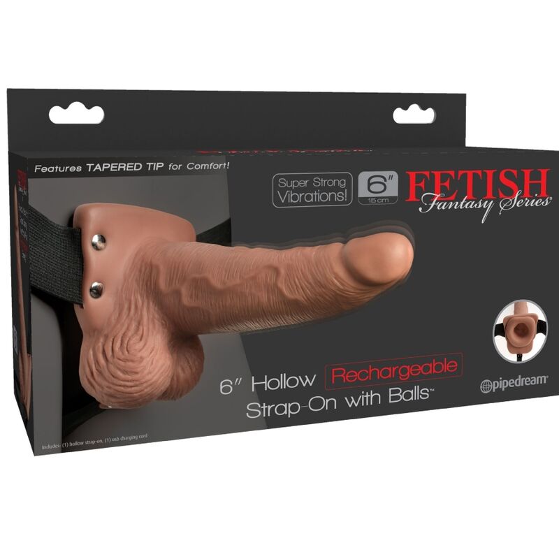 FETISH FANTASY SERIES - ADJUSTABLE HARNESS REALISTIC PENIS WITH RECHARGEABLE TESTICLES AND VIBRATOR 15 CM - NOCTURNA DESIRES