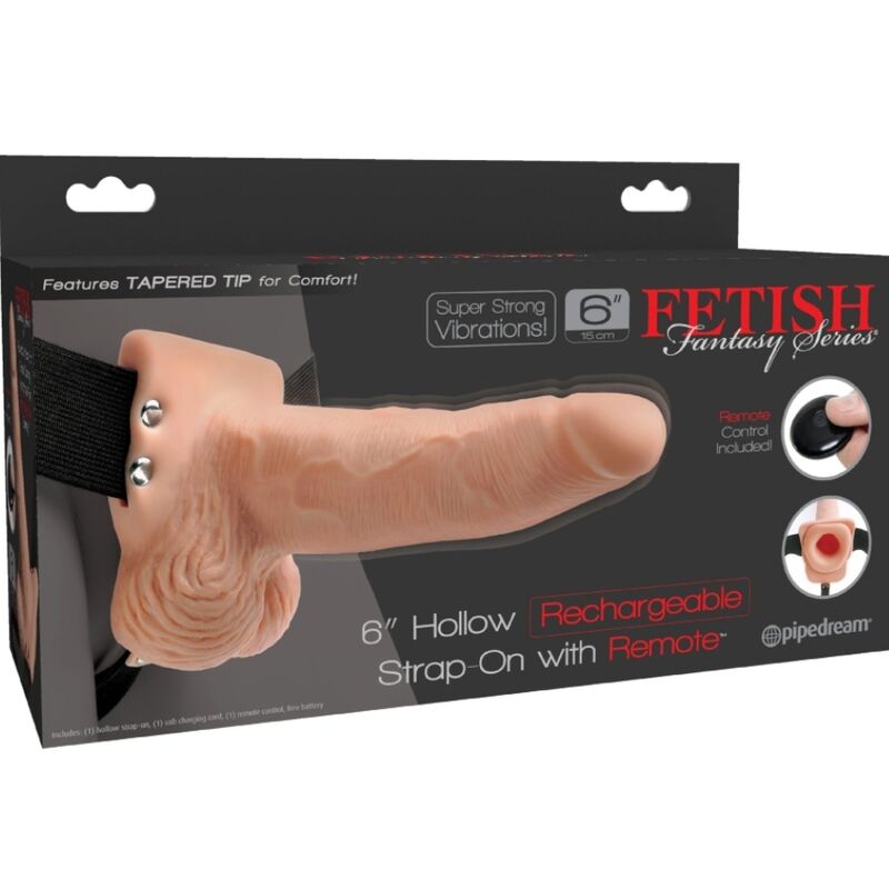FETISH FANTASY SERIES - ADJUSTABLE HARNESS REMOTE CONTROL REALISTIC PENIS WITH RECHARGEABLE TESTICLES AND VIBRATOR 15 CM - NOCTURNA DESIRES