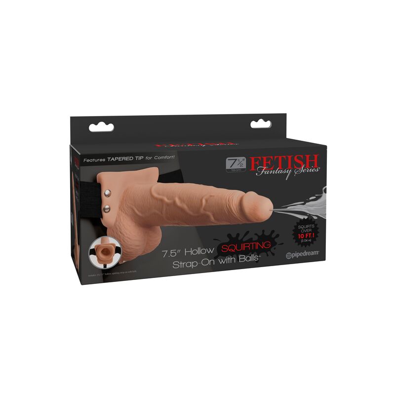 FETISH FANTASY SERIES - ADJUSTABLE HARNESS REALISTIC PENIS WITH BALLS SQUIRTING 19 CM - NOCTURNA DESIRES