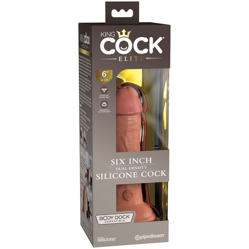KING COCK - ELITE REALISTIC SILICONE DILDO 15.2 CM CARAMEL - NOCTURNA DESIRES