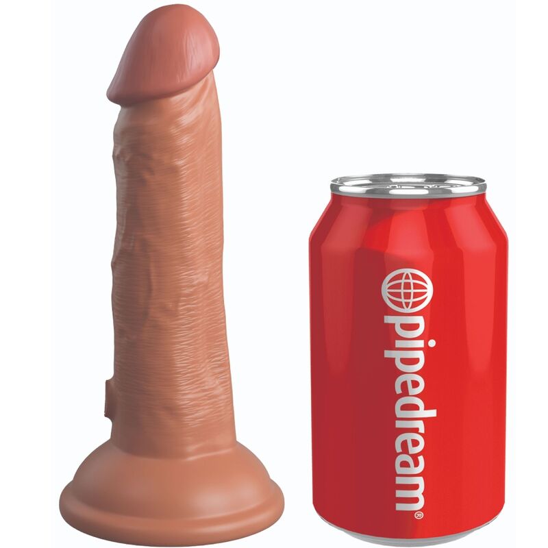 KING COCK - ELITE REALISTIC DILDO VIBRATING & SILICONE 15.2 CM CARAMEL - NOCTURNA DESIRES