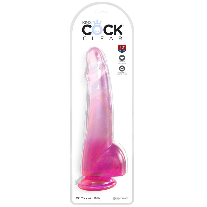 KING COCK - CLEAR DILDO WITH TESTICLES 19 CM PINK - NOCTURNA DESIRES