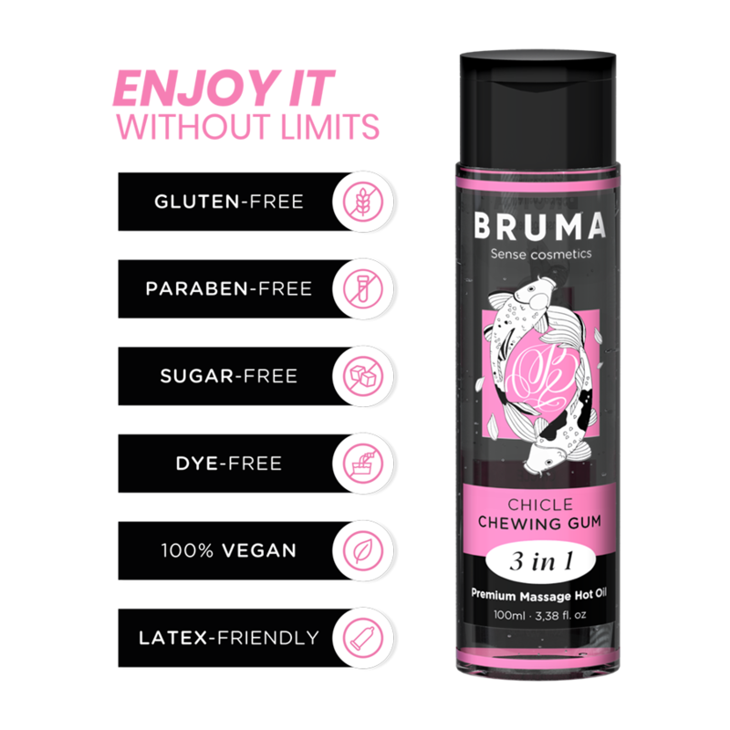 BRUMA - PREMIUM MASSAGE HOT OIL CHEWING GUM 3 IN 1 - 100 ML - NOCTURNA DESIRES