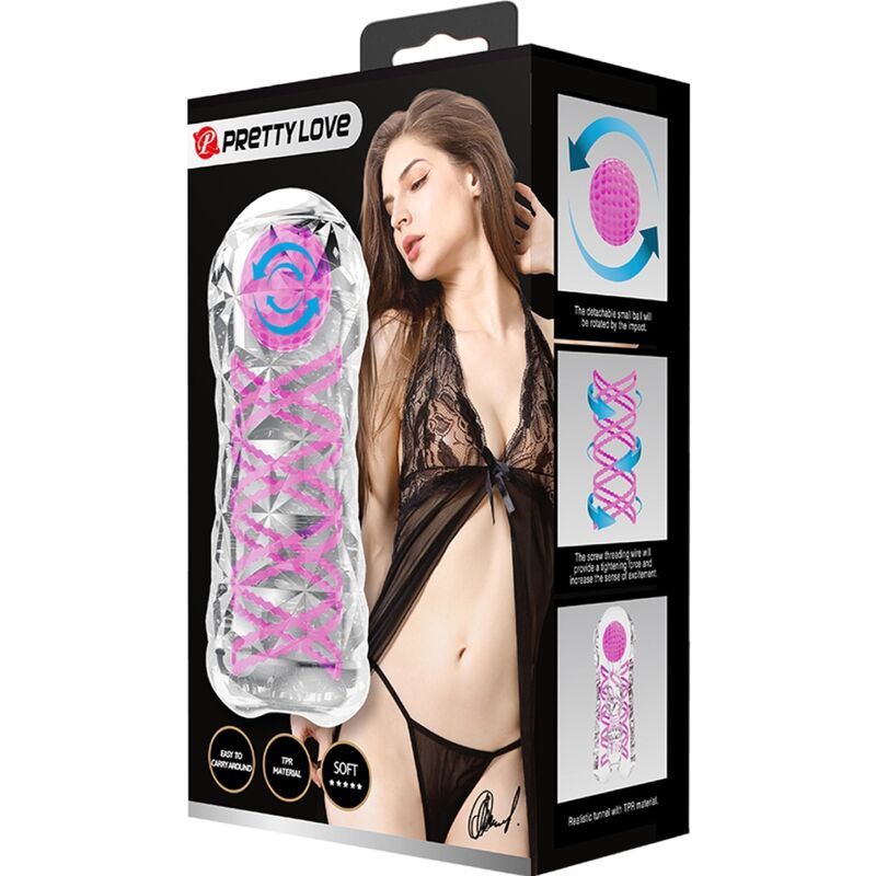 PRETTY LOVE - FANTASY MALE MASTURBATOR WITH INTERNAL SPIRAL AND TRANSPARENT BALLS - NOCTURNA DESIRES