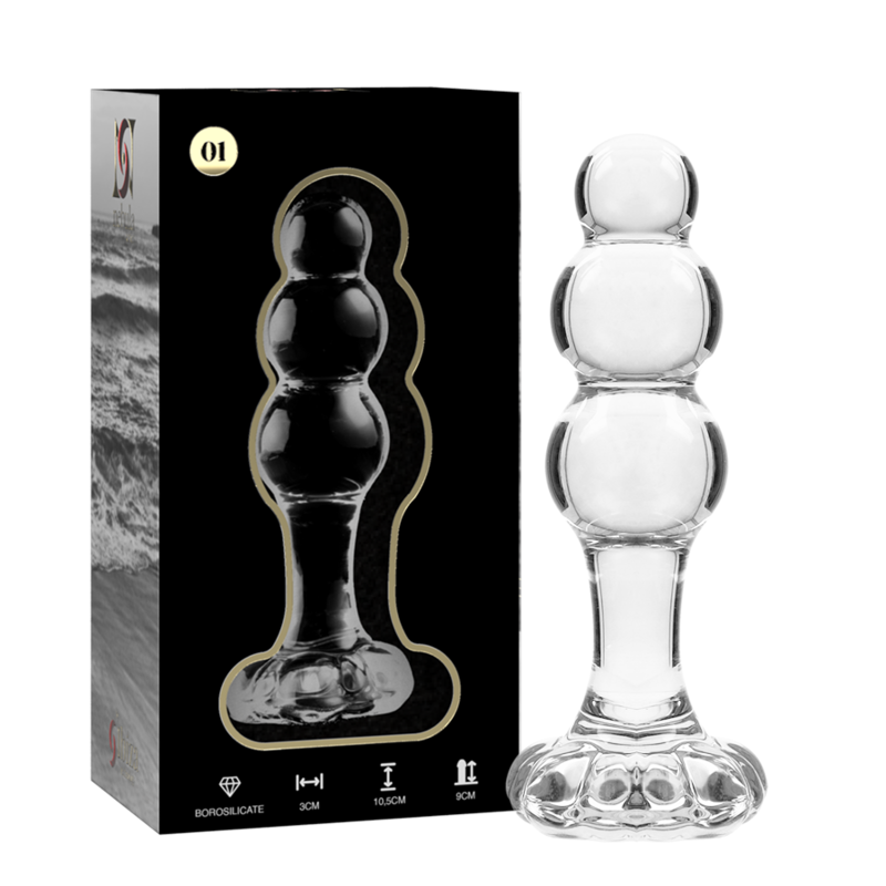NEBULA SERIES BY IBIZA - MODEL 1 ANAL PLUG BOROSILICATE GLASS CLEAR 10.5 CM -O- 3 CM - NOCTURNA DESIRES